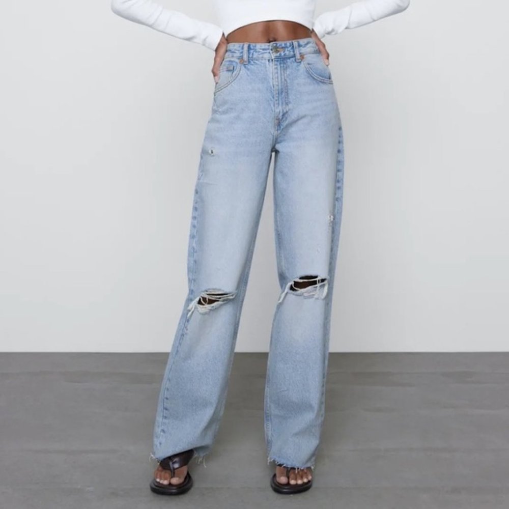 NWT Zara wide leg full length jeans size 2